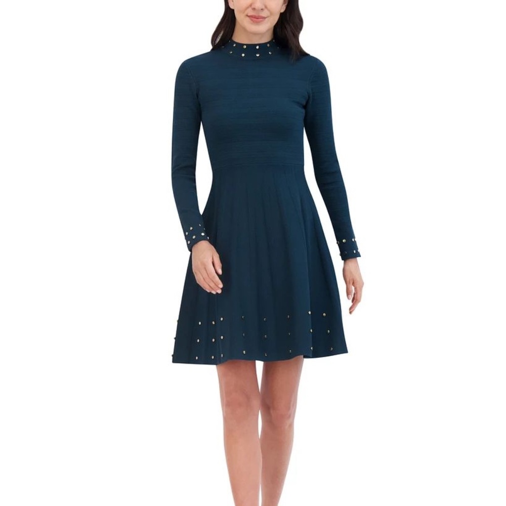 NEW Vince Camuto Women's Embellished Mock Neck Dress